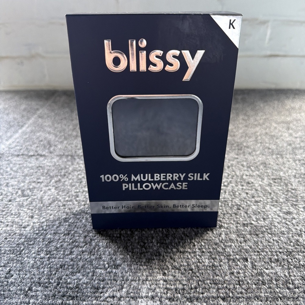 Blissy Silk Pillowcase King Navy 22 Momme 100% Mulberry Silk Hair Skin Sleep